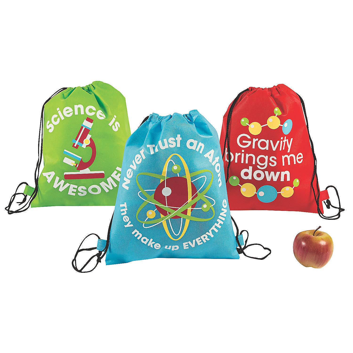 Book Cover Fun Express Science Party Drawstring Backpacks (12 Pieces) Party Favor Bags, Science Camp Accessories, Science Party Supplies For Kids
