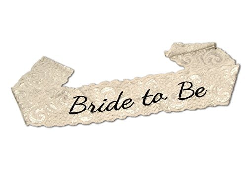 Book Cover Bachelorette Bride to Be Party Sash - EMBROIDERED White Lace - Great for Bachelorette Parties and Bridal Showers