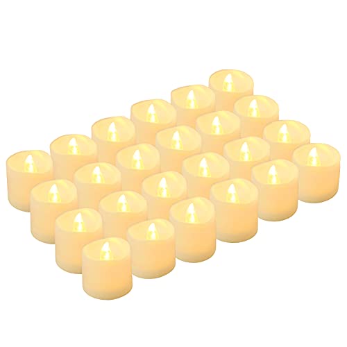 Book Cover Kohree LED Tea Lights Candles, Flameless Candles Battery Operated LED Candles, Flickering Tealight Candles for Christmas Decorations Wedding Festival Seasonal Celebration, Warm White, Pack of 24