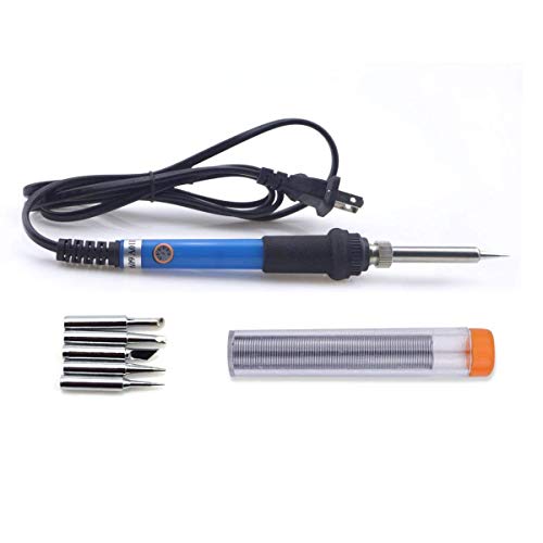 Book Cover GLE2016 Electric Soldering Iron Kit 60W Adjustable Temperature Welding Soldering Iron with 5pcs Different Tips, 1 Solder Wire 1.0mm Dia. (Soldering Irons)