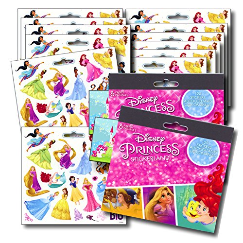 Book Cover DISNEY PRINCESS Stickers Party Favors - Bundle of 12 Sheets 240+ Stickers plus 2 Specialty Stickers!