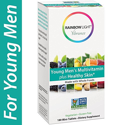 Book Cover Rainbow Light Vibrance Young Men's Multivitamin Plus Healthy Skin Support, 180 Count Mini-Tablets, Dietary Supplement Made with Whole Foods