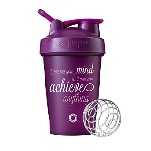 Book Cover GOMOYO Motivational Quotes on Blender Bottle Brand Shaker Bottles, 20oz and 28oz Protein Shakers, Fitness Gift, Multiple Designs and Colors Available (Achieve Anything - 20oz - Plum)
