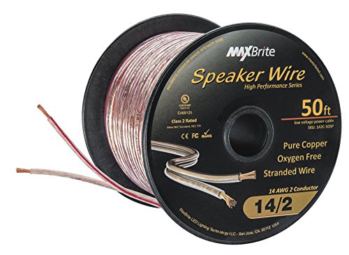 Book Cover High Performance 14 Gauge Speaker Wire, Oxygen Free Pure Copper - UL Listed Class 2 (50 Feet Spool)