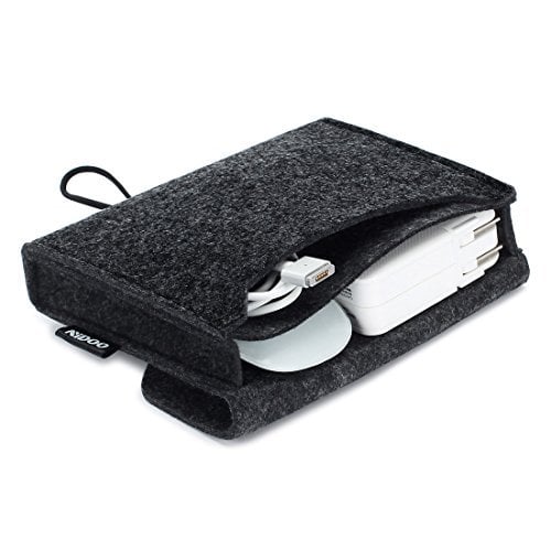 Book Cover NIDOO Portable Felt Storage Bag, Electronics Accessories Protective Case Pouch for MacBook Power Adapter, Mouse, Cellphone, Cables, SSD, HDD, Power Bank, Portable External Hard Drive, Dark Gray