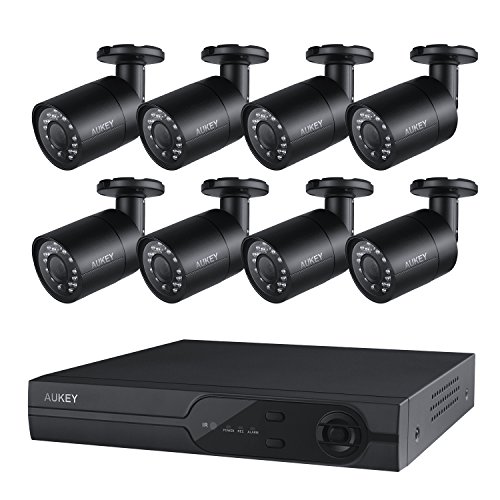 Book Cover AUKEY Watchtower 720p Surveillance Camera System, Eight 1.3 Megapixel Water Resistant Security Cameras with 82ft Night Vision and a 2TB HD XVR