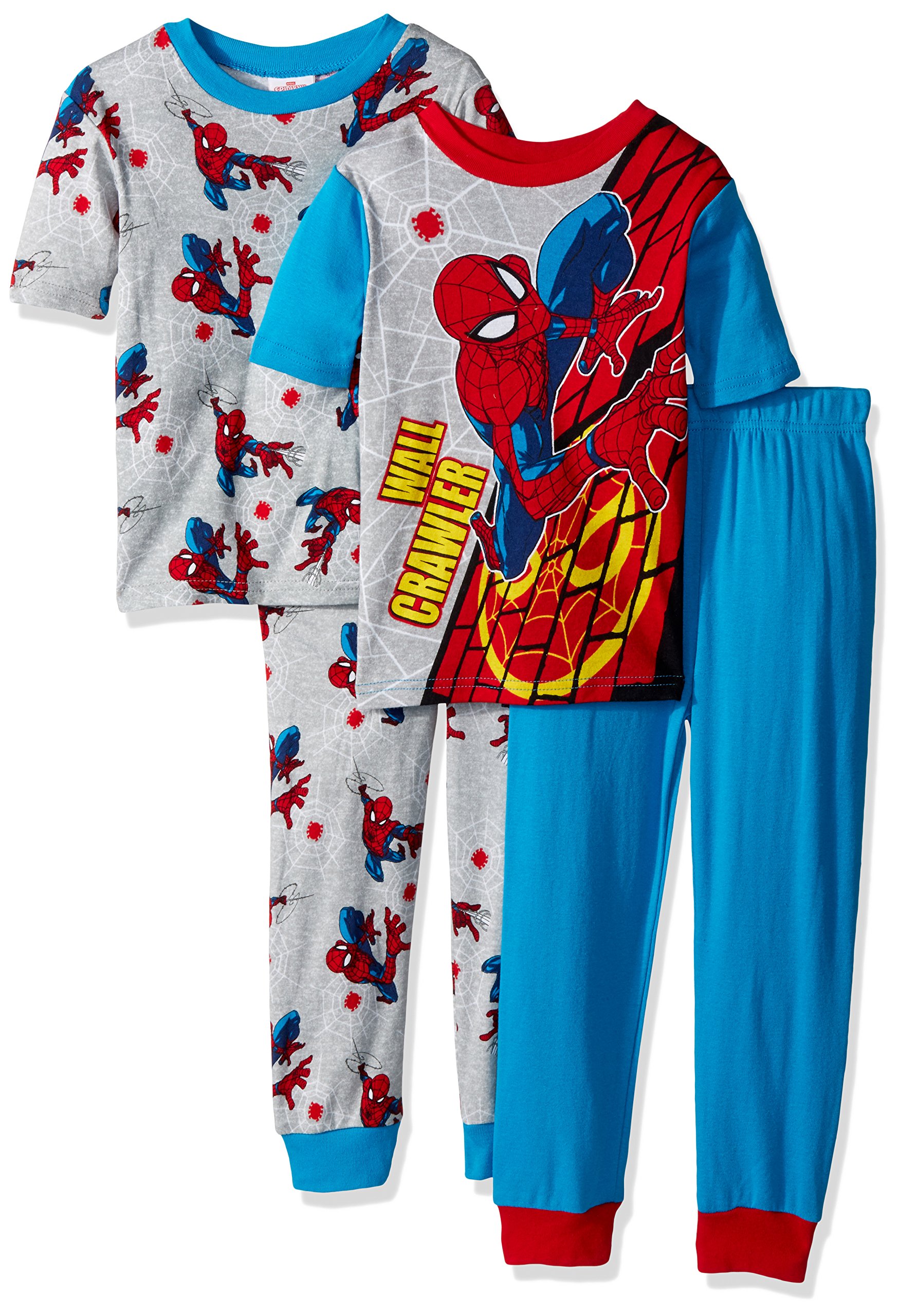 Book Cover Spiderman Boys' 4-Piece Cotton Pajama Set
