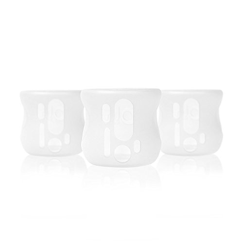 Book Cover Olababy Silicone Sleeve for Avent Natural Glass Bottles (Pack of 3) (4 oz, Clear)