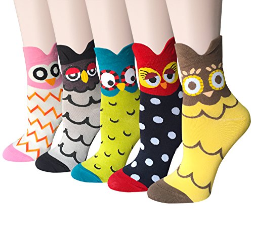 Book Cover Chalier 5 Pairs Womens Cute Dog Patterned Animal Socks Colorful Funny Casual Cotton Novelty Crew Socks