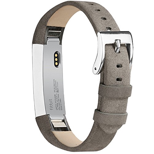 Book Cover AK Bands Compatible with for Fitbit Alta HR Bands, Genuine Leather Adjustable Comfortable Accessories Compatible with Fitbit Alta HR/Fitbit Alta (Matte Gray)