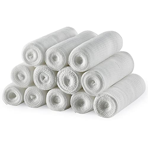 Book Cover Gauze Bandage Rolls - 4 Yards Per Roll of Medical Grade Gauze Bandage and Stretch Bandage Wrapping for Dressing All Types of Wounds and First Aid Kit by MEDca, (4