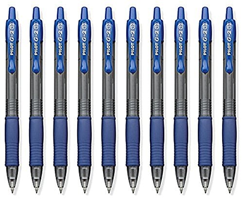 Book Cover Pilot G2 Retractable Premium Gel Ink Rollerball Bold Point Blue 10 PENS (31257)