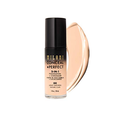 Book Cover Milani Conceal + Perfect 2-in-1 Foundation + Concealer - Light Natural (1 Fl. Oz.) Cruelty-Free Liquid Foundation - Cover Under-Eye Circles, Blemishes & Skin Discoloration for a Flawless Complexion