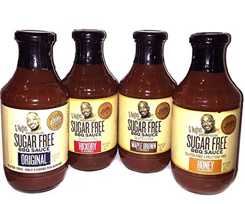 Book Cover G Hughes Sugar Free, BBQ Sauce Variety Pack - Original, Honey, Maple Brown and Hickory, Gluten Free Sauces, Sugar Free BBQ Sauces, Keto-Friendly Sauces - 18 Oz (4-Pack)