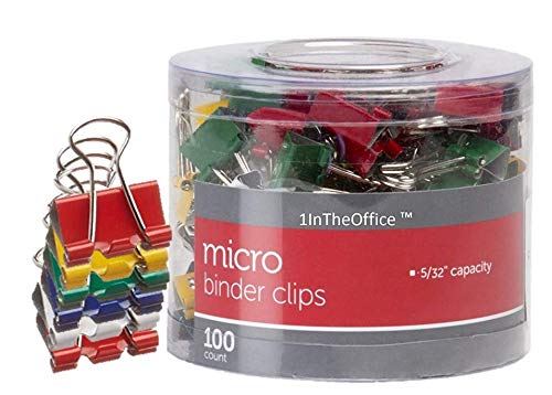 Book Cover 1InTheOffice Multicolored Binder Clips, Micro, 100 ct.