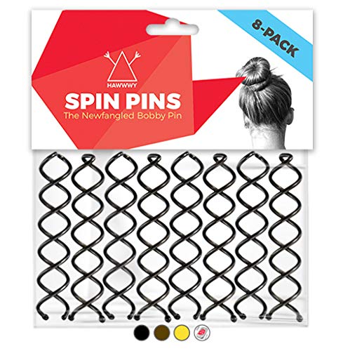 Book Cover Hawwwy Spiral Bobby Pins 8 Pack Spin Pins, Easy & Fast Bun Maker Twist Screws, Hair Pin for Women, Updo Hair Accessories, Messy Bun, Perfect Bun Bobbypins Bobypin Bobbie Small Fashion(Black 2 Inches)