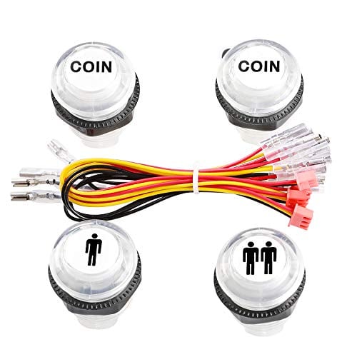 Book Cover Easyget 4 Pcs/Lot 5V LED Illuminated Push Button 1P / 2P Player Start Buttons / 2X Coin Buttons for MAME / Jamma / Fighting Games / Arcade Video Games