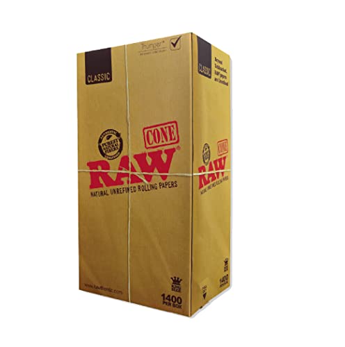 Book Cover Raw Classic King Size Pre Rolled Cone 1400 Count - Includes a GB Sticker