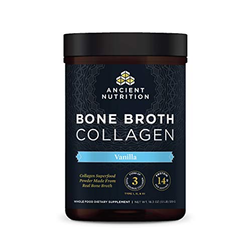 Book Cover Bone Broth Collagen Powder Vanilla, Food-Sourced Hydrolyzed Multi Collagen Supplement, Supports Joints, Skin and Nails, Formulated by Dr. Josh Axe, Non GMO Made Without Gluten & Dairy, 18.3oz
