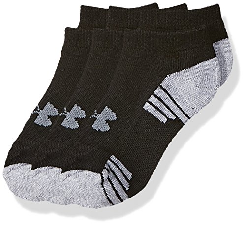 Book Cover Under Armour Youth Heatgear Tech No Show Socks, 3-Pairs , Black , Small