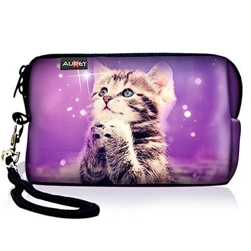 Book Cover AUPET Cute Wish Cat Digital Camera Case Bag Pouch Coin Purse with Strap for Sony Samsung Nikon Canon Kodak