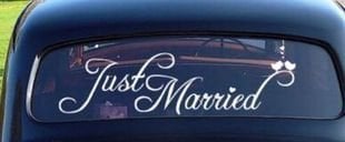 Book Cover ACCENTORY Just Married Car Paper Window Sticker Window Cling White Decal Sticker for Wedding Day Car Back Window Mirror