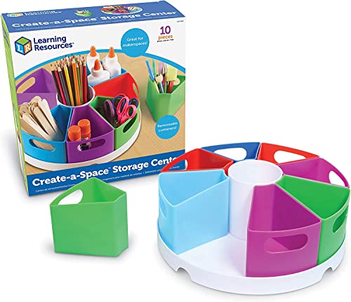 Book Cover Learning Resources Create a Space Storage Center - 10 Piece set Desk Organizer for Kids, Art Organizer for Kids, Crayon Organizer, Homeschool Organizers and Storage