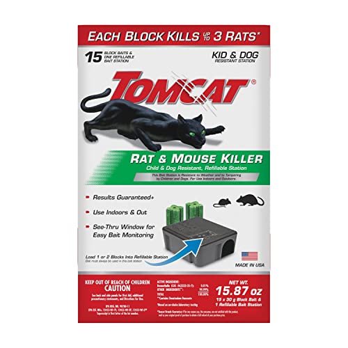 Book Cover Tomcat Rat & Mouse Killer Child & Dog Resistant, Refillable Station for Indoor and Outdoor, 1 Station and 15 Poison Refills,Gray