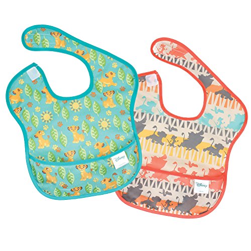 Book Cover Bumkins Lion King Simba SuperBib, Baby Bib, Waterproof, Washable, Stain and Odor Resistant, 6-24 Months, 2-Pack