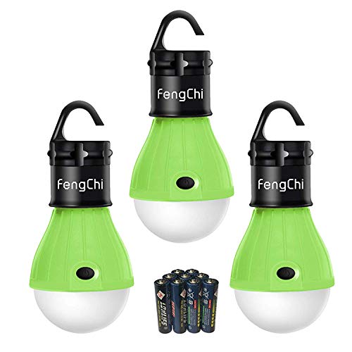 Book Cover FengChi LED Camping Lantern, [3 Pack] Portable Outdoor Tent Light Emergency Bulb Light Bulb for Camping, Hiking, Fishing,Hurricane, Storm, Outage â€¦