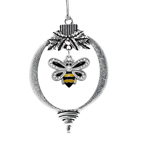Book Cover Inspired Silver - 1.0 Carat Bumble Bee Charm Ornament - Silver Customized Charm Holiday Ornaments with Cubic Zirconia Jewelry