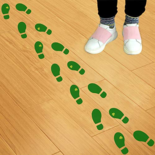 Book Cover Leprechaun Footprint Floor Decals Stickers (16 Pairs) for St. Patrick's Day Decoration