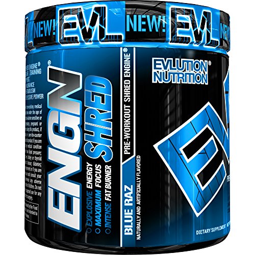 Book Cover Evlution Nutrition ENGN Shred Pre Workout Thermogenic Fat Burner Powder, Energy, Weight Loss, 30 Servings (Blue Raz)