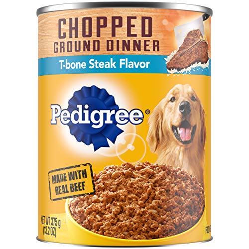 Book Cover PEDIGREE Adult Canned Wet Dog Food Chopped Ground Dinner T-Bone Steak Flavor, (12) 13.2 oz. Cans