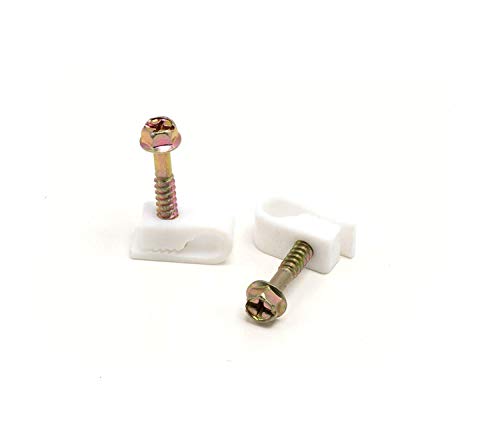 Book Cover THE CIMPLE CO - Single Coaxial Cable Clips, Cat6, Electrical Wire Cable Clip, 1/4 in (6 mm) Screw Clip and Fastener, White (100 Pieces per Bag)