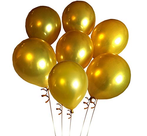 Book Cover Elecrainbow 100 Pack 12 Inch 3.2 g/pc Thicken Round Metallic Pearlescent Latex Gold Balloons for Party Supplies and Decorations, Shining Gold