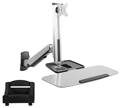 Book Cover VIVO Single Monitor and Keyboard Counterbalance Sit-Stand Wall Mount, Ergonomic Standing Transition Workstation STAND-SIT1W