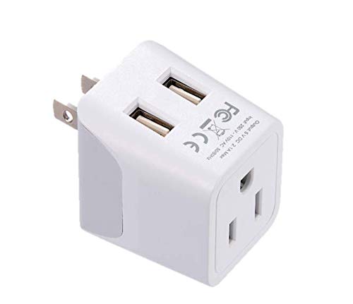 Book Cover Ceptics Japan, Philippines Travel Adapter Plug with Dual USB - Usa Input - Type A - Ultra Compact (CTU-6) - Perfect for Cell Phones, Laptops, Camera Chargers