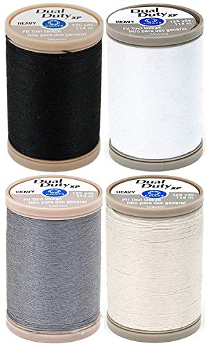 Book Cover 4-PACK - Coats & Clark - Dual Duty XP Heavy Weight Thread - 4 Color Value Pack - (Black+White+Slate+Natural) 125yds Each