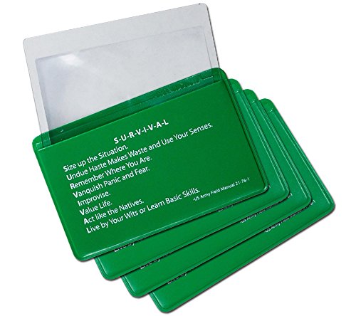 Book Cover 5col Survival Supply Fresnel Lens 4-Pack Credit Card Size Pocket Magnifier & Firestarter