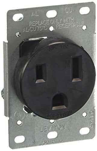 Book Cover Leviton 5374-S00 50 Amp, 250 Volt, Flush Mounting Receptacle, Straight Blade, Industrial Grade, Grounding, Black, pack of 1,