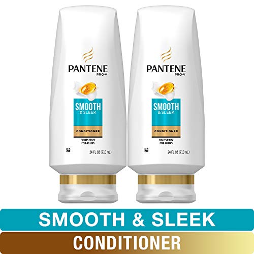 Book Cover Pantene, Sulfate Free Conditioner, with Argan Oil, Pro-V Smooth and Sleek Frizz Control, 24 fl oz, Twin Pack