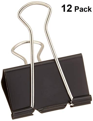 Book Cover 1InTheOffice Large Metal Binder Clips, Black, 2