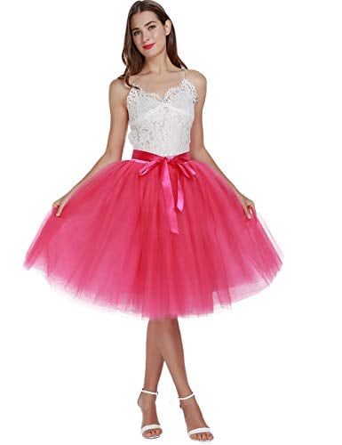 Book Cover Women's High Waist Pleated Princess A Line Midi/Knee Length Tutu Tulle Skirt for Prom Party