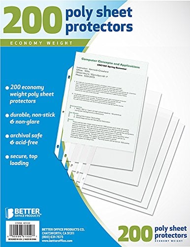 Book Cover Better Office Products Sheet Protectors, 200 Piece