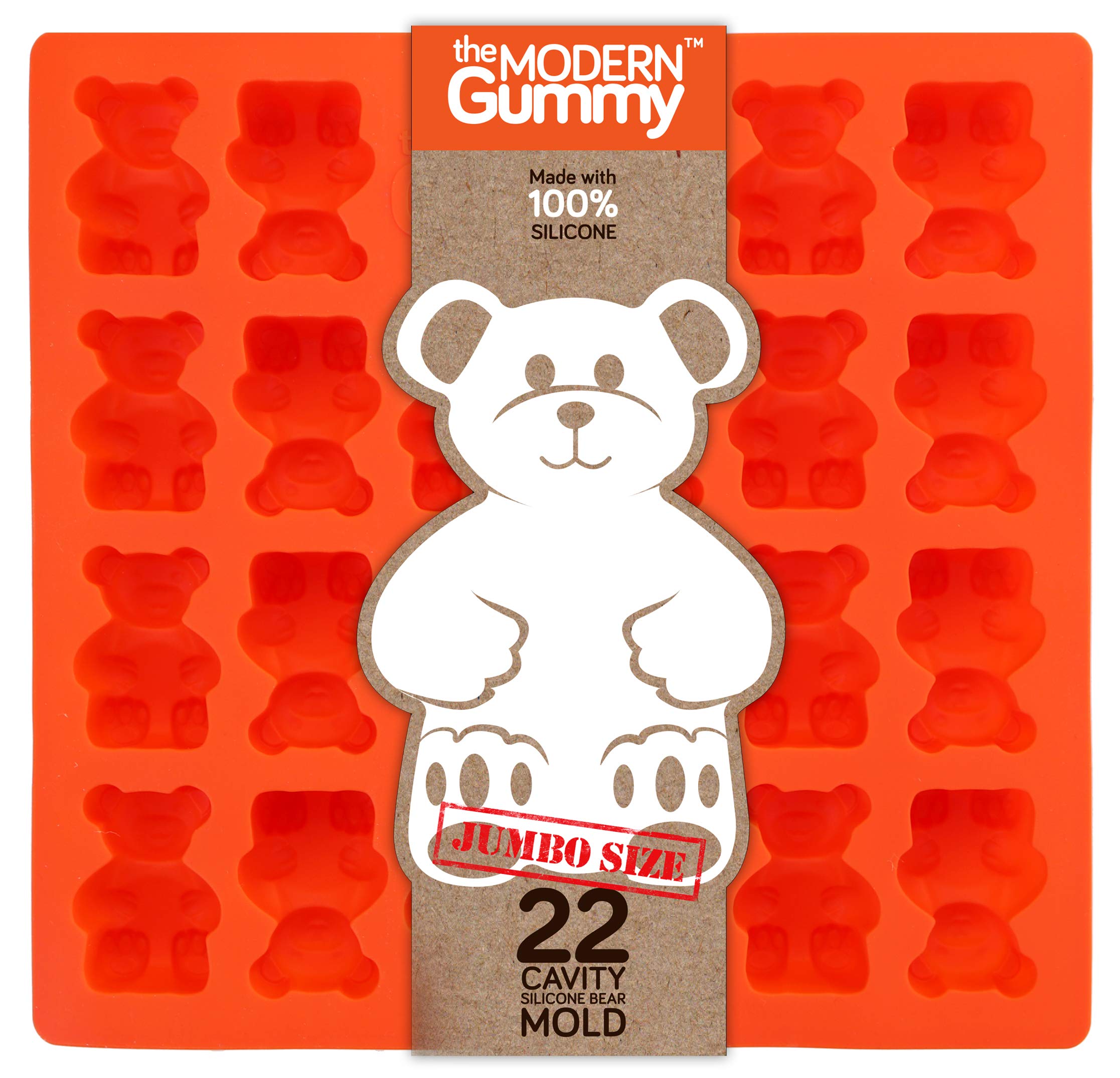 Book Cover Jumbo Size Gummy Bear Mold, Makes 22 Bears, Food Grade Silicone to Make Candy, Soap, Gelatin, Cupcake Toppers, Chocolate and Ice Tray Molds