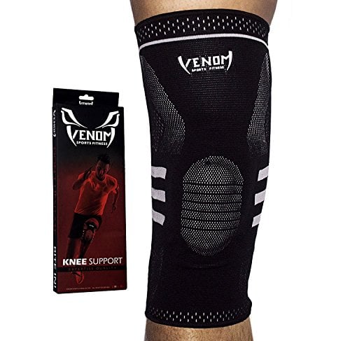 Book Cover Venom Knee Sleeve Compression Brace - Elastic Support & Side Stabilizers, Runner's Knee, Jumper's Knee, Arthritis Pain, ACL, Basketball, Soccer, Crossfit, Lifting, Running, Sports, Men, Women (L)