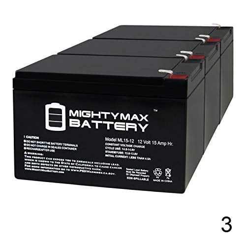 Book Cover Mighty Max Battery 12V 15AH F2 Replaces Razor 15165070 MX650 Dirt Rocket - 3 Pack Brand Product