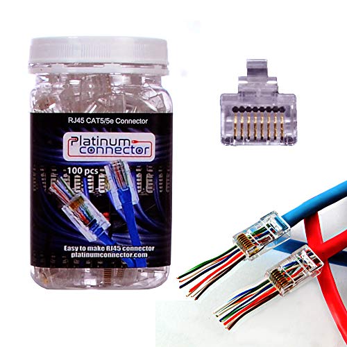 Book Cover Platinum Connector RJ45 cat5e/5 snap in Clips (100 Count): Pass-Through Makes Cable Connector Assembly Much Easier and Less Prone to Miss-Wiring