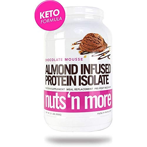 Book Cover Nuts 'N More Chocolate Mousse Almond Infused Protein Isolate Powder, Keto, Low Carb, Low Sugar, Gluten Free, All Natural Sports Nutrition, 2.1 LBS